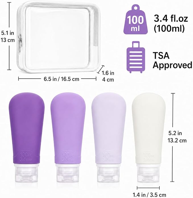 INSFIT Travel Bottles for Toiletries, TSA Approved 3oz Travel Size Containers, BPA Free Leak Proof Squeezable Silicone Tubes for Shampoo Conditioner Lotion Body Wash with Labels - Image 2