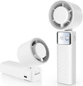 YOSHENMO Portable Handheld Turbo Fan - Foldable Mini Fan with Air Turbo Tech, 1-199 Speed Adjustment, 20H Runtime, LED Display, Battery-Powered for Indoor/Outdoor Use Light White by YoShenMo