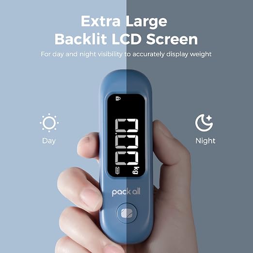 pack all Digital Luggage Scale for Travel, 110Lbs Capacity, 0.1Lb Precision | Handheld, Backlit LCD Display, Lb/Kg/Oz Conversion, Tare Function, Battery Included, Navy - Image 2