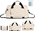 Foldable Travel Bag for Women, Expandable 28L-40L Lightweight Personal Item Carry On Bag, Packable Duffel Bag, Weekender Overnight Travel Tote, Collapsible Luggage Bag, Cream White by WENNIIWN