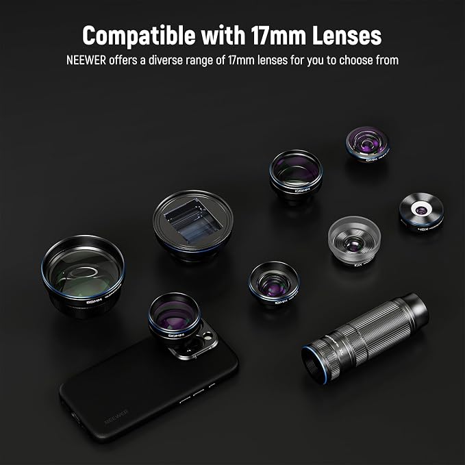 NEEWER Phone Case for 16 Pro, TPU/PC Protective Heavy Duty Case with 17mm Lens Mounts, 67mm Thread Filter Adapter, Nonslip Faux Leather, Compatible with iPhone 16 Pro MagSafe, PA083 Black - Image 5