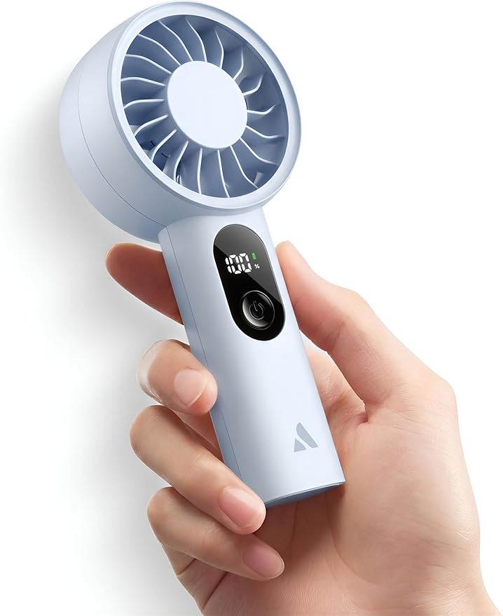 Aecooly Mighty Portable Fan, Powerful Handheld Fan, USB Rechargeable | [10H Max Cooling Time], Mini Personal Battery Powered, Pocket for Travel, Summer, Gifts for Women, Girls -Blue by Aecooly