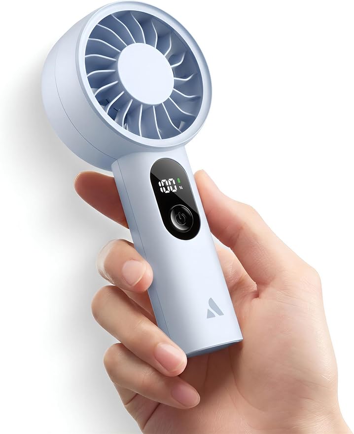 Aecooly Mighty Portable Fan, Powerful Handheld Fan, USB Rechargeable | [18H Max Cooling Time], Mini Personal Battery Powered, Pocket for Travel, Summer, Gifts for Women, Girls -Blue by Aecooly