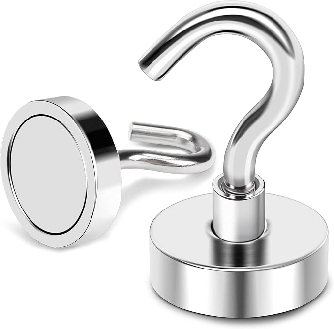 Magnetic Hooks Heavy Duty 50 Lbs Magnet with Hook for Cruise Cabins | Strong Magnets Neodymium for Hanging Magnetic Wall Hooks for Refrigerator Locker Decoration Workplace 10Pack Silver - Image 6