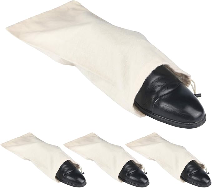 PlasMaller Shoe Storage Bags 100% Cotton with Drawstring for Men and Women for Travel Protecting and Storing Shoes by PlasMaller