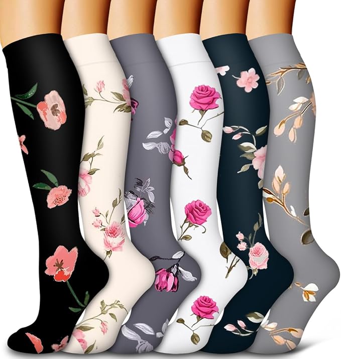 6 Pack Copper Compression Socks for Women and Men Circulation-Best Support for Medical,Running,Nursing,Athletic by Bluemaple