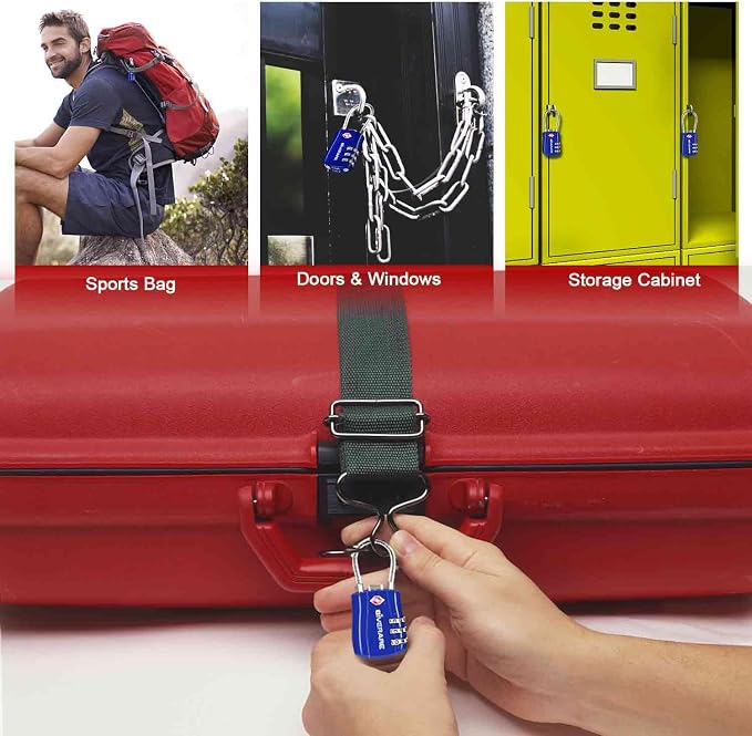 GIVERARE 2 Pack TSA Approved Luggage Locks, Combination Travel Cable Lock, Re-settable 3-Digit Padlocks with Alloy Body, Keyless TSA Padlock for Gym Locker, Golf Bag Case-Blue - Image 7