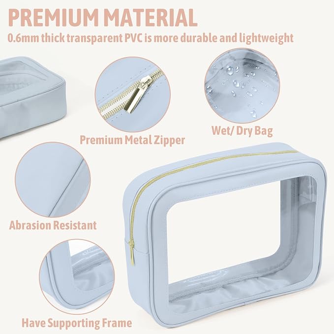 YOPCDJ 5PCS Diaper Bag Organizer Pouch Set, TSA Approved Toiletry Bag，Clear Waterproof TPU Makeup Bag Set Travel Organizer Bags for Women and Kids - Image 4