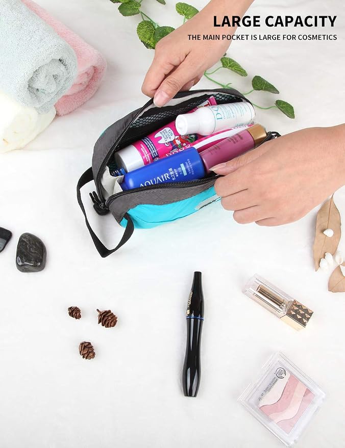 GOX Travel Small Toiletry Bag for Men Nylon Dopp Kit Medicine Bag Travel Organizer Pouch Shave Kits for Teens Toiletry Essentials Bathroom Compact (Turquoise, 7.9 * 3.7 * 2 Inches) - Image 6