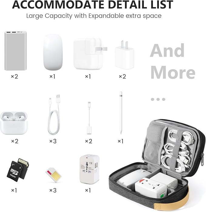 Travelkin Cord Organizer Travel, Cable Organizer For Electronic Accessories | Expandable electronics bag,tech organizer travel case, charger organizer travel case for Card,Usbs, travel essentials - Image 6