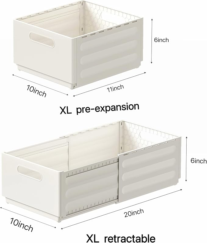 2 Pack Expandable Plastic Storage Boxes, Multi-Purpose Folding Organizer, Drawer Storage Divider For Bedroom, Kitchen And Snack Storage (XL) - Image 3