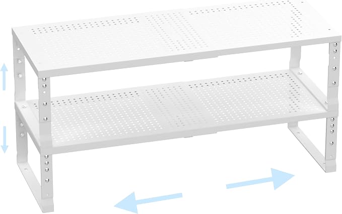 Cabinet Shelf,Expandable Adjustable Stackable Kitchen Organizer,for cabinets, Kitchens, countertops, bathrooms Shelf Organizer(2Packs/White,Large) by Ipotivespaceorganization