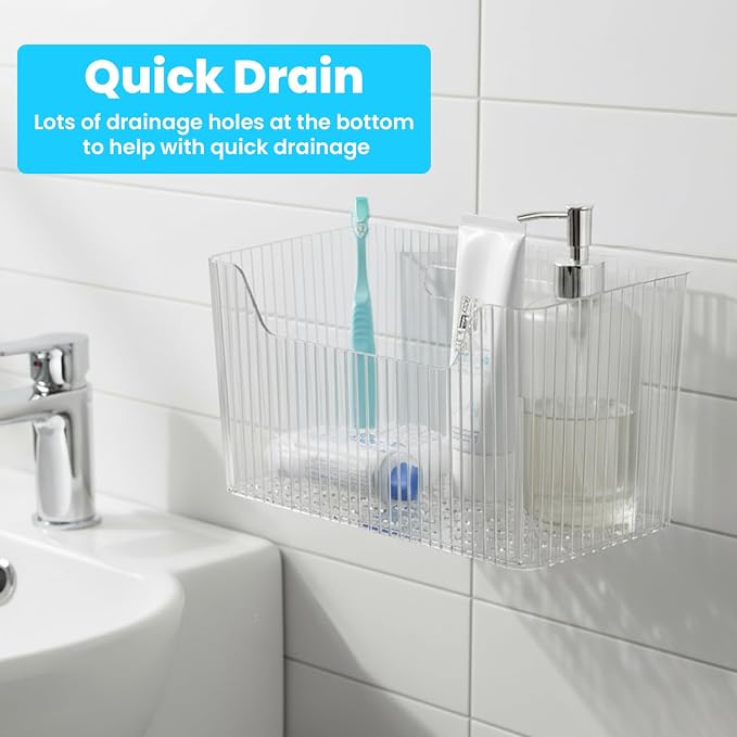 4pcs Adhesive Cabinet Door Storage Bin Wall Mounted Inside Over Cabinet Door Organizer Clear Storage Shelf Containers For Food Under Sink Storages Shelf Refrigerator Kitchen Bathroom Office - Image 3