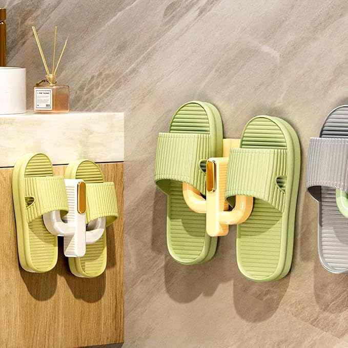 Wall Mounted Shoe Rack (4 Pack) - Versatile Hanging Organizer with Hooks for Slippers, Hats, Towels & Keys, No-Drill Adhesive Organizer Shelf Storage for Home & RV, White & Green - Image 6