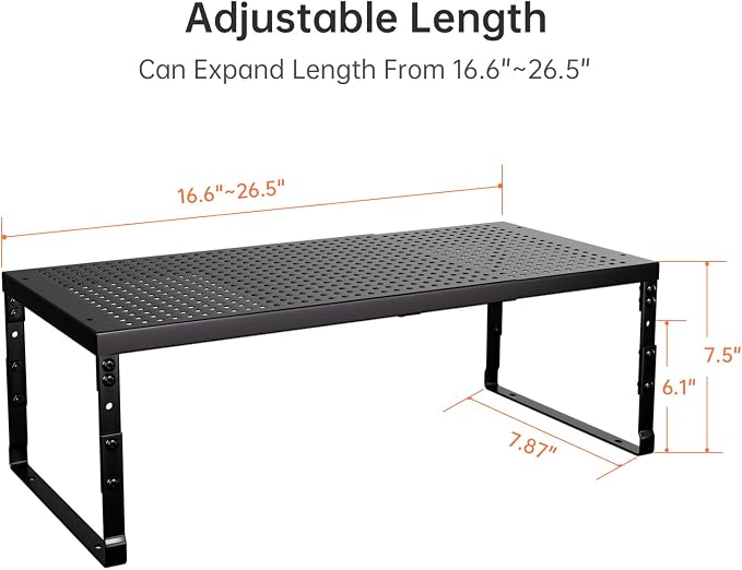 Cabinet Shelf,Expandable Adjustable Stackable Kitchen Organizer,for cabinets, Kitchens, countertops, bathrooms Shelf Organizer (2Packs/Black,Medium) - Image 3