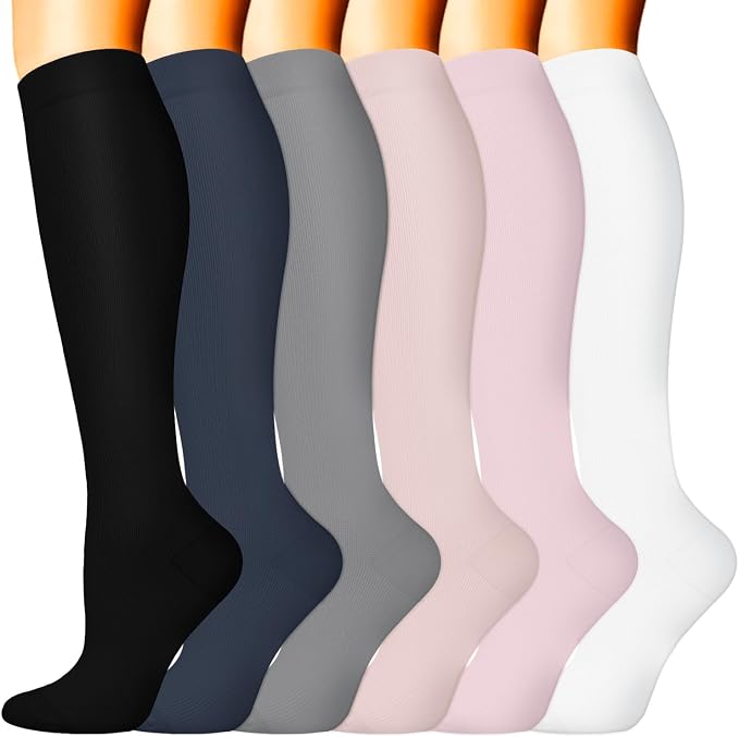 Sooverki Compression Socks for Women & Men 6 Pairs is Best Supportive Knee High Stockings for Circulation, Travel, Nurses by Sooverki
