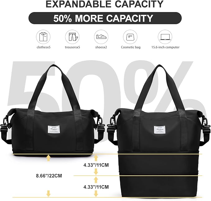 Travel Duffel Bag, Sports Tote Gym Bag, Shoulder Weekender Overnight Bag for Women - Image 3