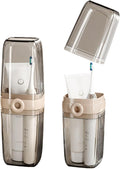 Topavatop Toothbrush Travel Case, 2 in 1 Toothbrush Holder and Rinse Cup, Large Capacity Toothbrush Cup with Cover, Portable Travel Toothbrush Holder for Traveling, Camping, Trip - 1Pcs - Beige&Clear by Topavatop