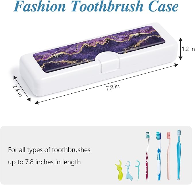 Toothbrush Travel Case - Colorful Pattern, Holder and Covers for Toothbrushes, Includes Tongue Scraper Case - Image 2