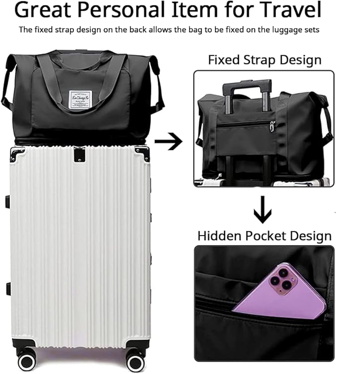Large Capacity Foldable Travel Bag, Expandable Waterproof Carry on Bag, Dry and Wet Separation Spor Duffel Bags - Image 2