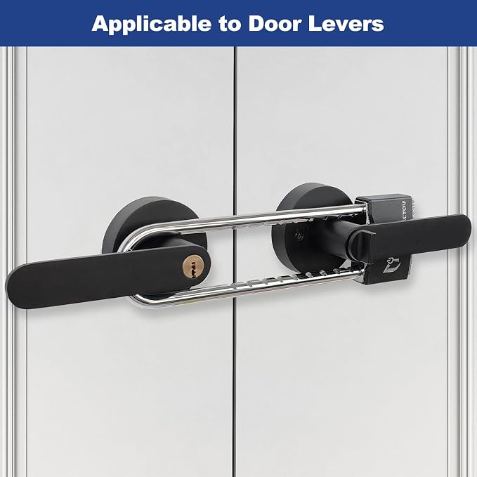 French Door Lock, Double Door Security Barricade Lock, Adjustable | All-Metal Construction, with Storage Pouch, Keyed Extra Door Lock for Doors with Double Handles/Knobs/Levers - Image 5