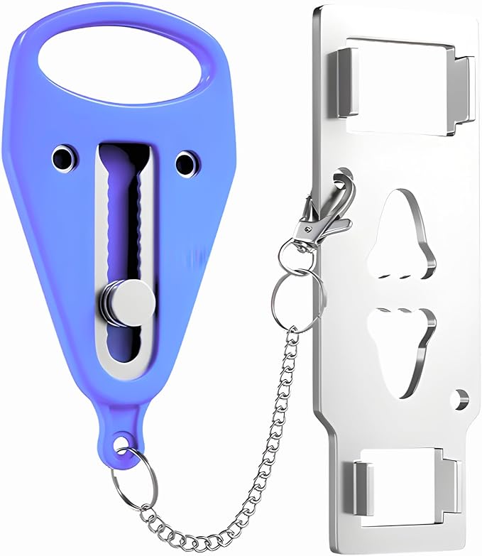 Portable Door Lock for Travel – Hotel Door Locks for Travelers Security – Door Safety Lock from Inside for Home & Apartment – Travel Locks for Hotel Rooms – (Blue) by PocketLock