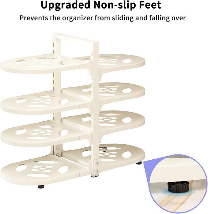Adjustable Heavy Duty Pots and Pans Organizer Under Cabinet, 8-Tier Pot and Pan Organizers Inside Cabinet, Kitchen Cabinet Organizers and Storage, White - Image 7