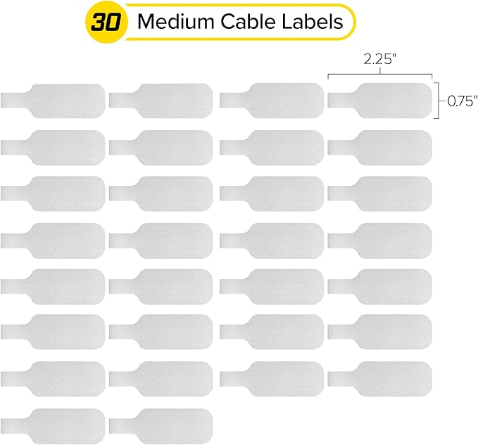 Wrap-It Storage Cable Labels - Medium, White (30-Pack) Write On Cord Labels, Wire Tags for Cable Management and Organizer for Electronics, Computers and More | Write On Cord Labels and Wire Tags for Electronics Cable Management - Image 4