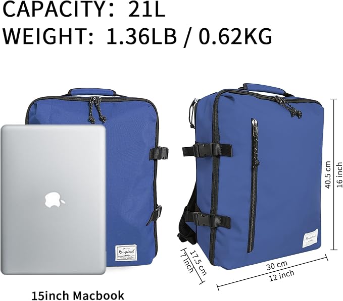 Lightweight Travel Backpack Personal Item Size for Men Women Carry-On Daypack 15.6-inch Laptop, Commute Gym Sport, Blueberry - Image 2