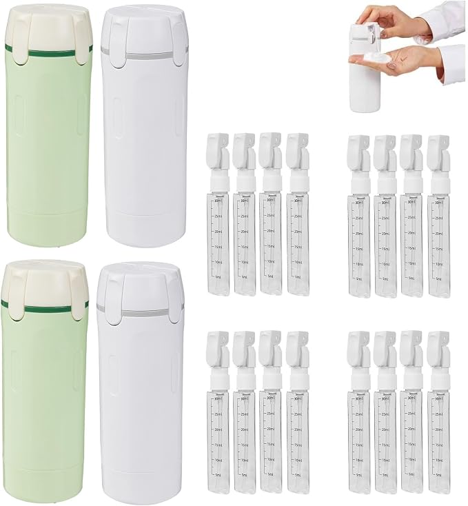 4 in 1 Travel Dispenser Bottle,Refillable Leak Proof and Portable for Shampoo, Conditioner, Shower Gel & Toiletries - Perfect for Vacation, Camping & Gym (4pcs) by Unknown