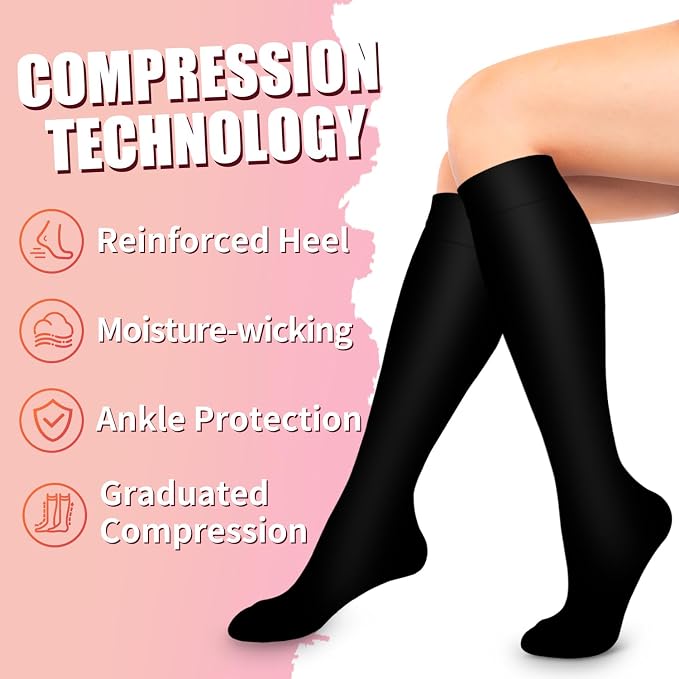 Compression Socks for Women & Men Circulation (6 Pairs) 15-20 mmHg is Best Support for Athletic Running,Nurse - Image 6
