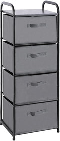 MAX Houser 4 Drawer Fabric Dresser Tall Storage Tower, Dresser Chest with Wood Top, Vertical Nightstand Side Organizer Unit with Metal Frame for Closets Bedroom Nursery Room Hallway(Leaden) | Dresser Chest with Wood Top, Vertical Nightstand Side Organi... by MAXHouser