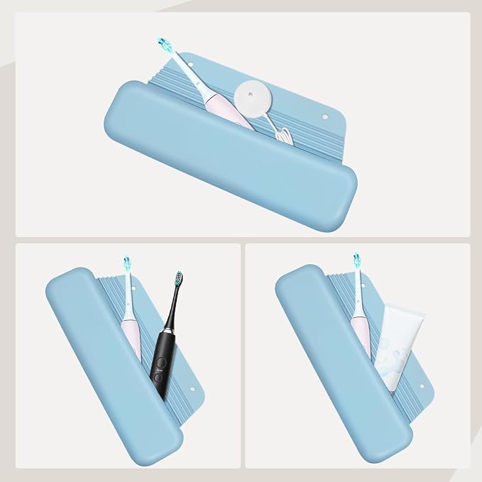 Silicone Waterproof Toothbrush Travel Pouch, Compatible with Oral-B & Philips Sonicare, Suri, Burst, Aquasonic, Portable Protective Bag - Blue - Image 7