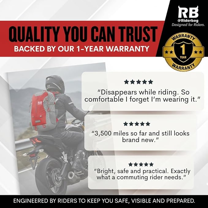 Reflective Motorcycle Backpack, Hi Viz Commuter Riding Bag | Designed by Riders for Everyday Rides with Laptop Compartment and Helmet Net. Built to Help You Be Seen. - Image 5