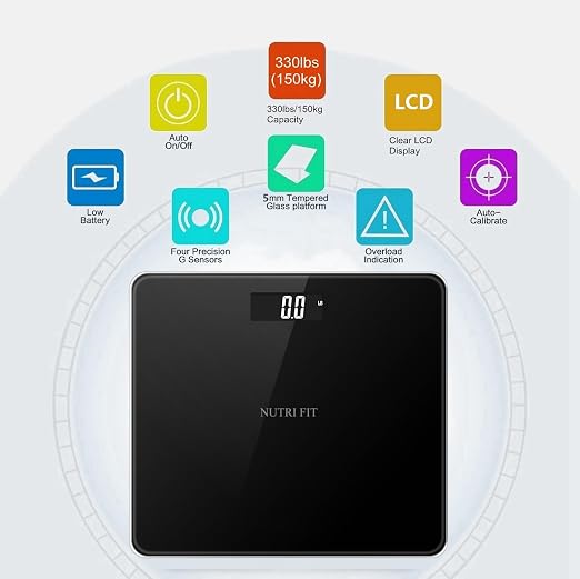 Digital Bathroom Scale for Body Weight 0.1lb with 2 AAA Batteries | 0.1lb Precision, 330lb Capacity, Backlit LCD Screen, Bath Scale for Accurate Weight Watching, Elderly Safe Home Use, Black - Image 8