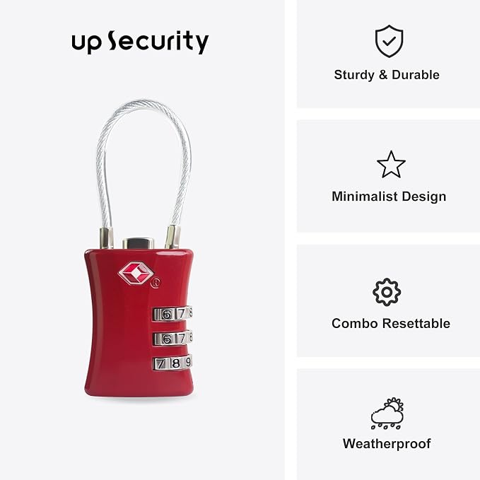 Suitcase Locks TSA Approved, Small Padlock Combination, TSA Locks for Luggage, Combo Travel Padlock with Code for Backpack, Gym Locker, Ammo Can (Black+Red) - Image 2
