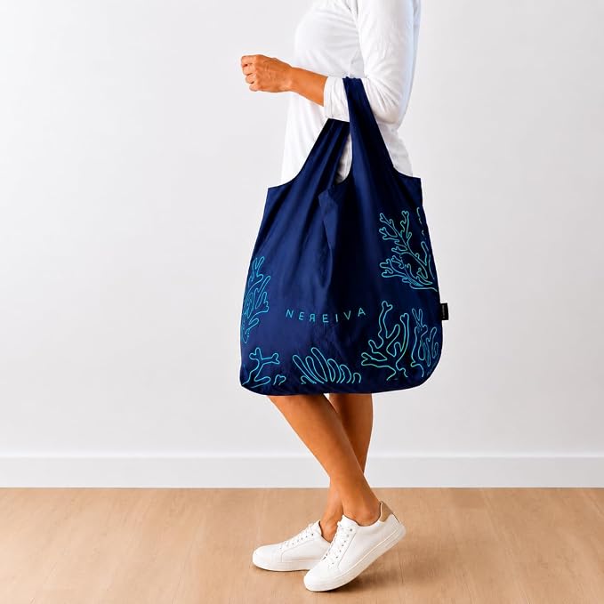 4 Pack Large Foldable Reusable Grocery Bags Carry Pouch, 55 lb | Washable, Easily Sort Shopping with 4 bag Colors, Reinforced Handles, Recycled Material, Great Totes for Travel, Tiny Pouch - Image 2