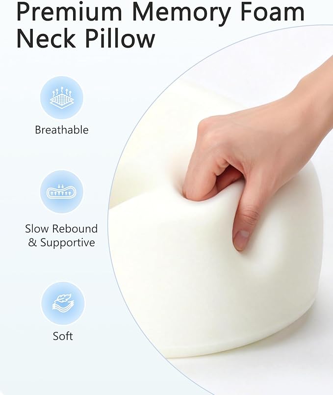 BeeVines Travel Pillow with Carry Case, Memory Foam Neck Pillows for Flight | 360° Wrap Around Support for Sleeping, Breathable & Washable Cover, for Long Flights, Car & Train Traveling - Image 6
