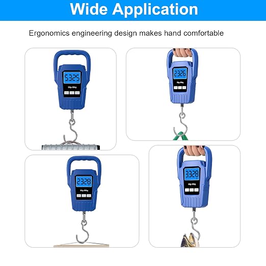 Digital Fish Scale Hanging Scale Fishing Scale,110lb/50kg Luggage Scale,Upgrade Large Handle & Backlit LCD Display, Electronic Balance Digital Fishing Postal Scale,Blue,Fishing Gifts for Men - Image 7