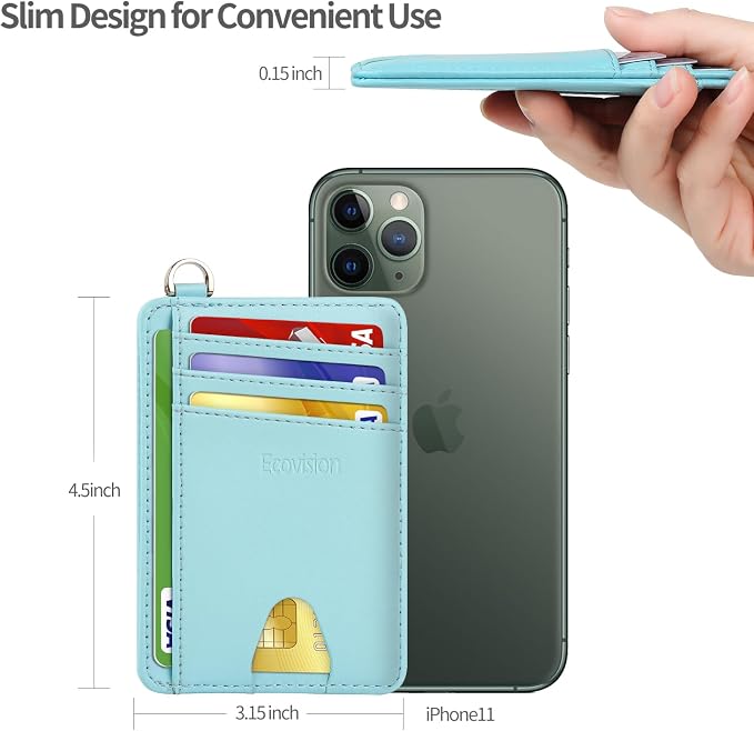 Slim Minimalist Front Pocket Wallet, RFID Blocking Credit Card Holder Wallet with Detachable D-Shackle for Men Women - Image 8