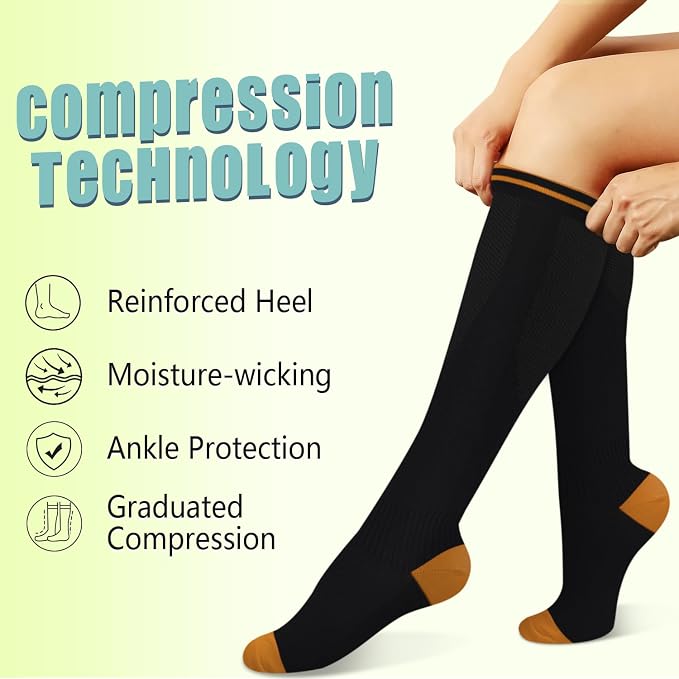 Copper Compression Socks 15-20 mmHg for Men & Women 8 Pairs – Circulation Support for Nurses, Travel, Running, Hiking, Soccer - Image 5