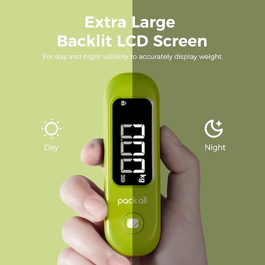 pack all Digital Luggage Scale for Travel, 110Lbs Capacity, 0.1Lb Precision | Handheld, Backlit LCD Display, Lb/Kg/Oz Conversion, Tare Function, Battery Included, Apple Green - Image 2
