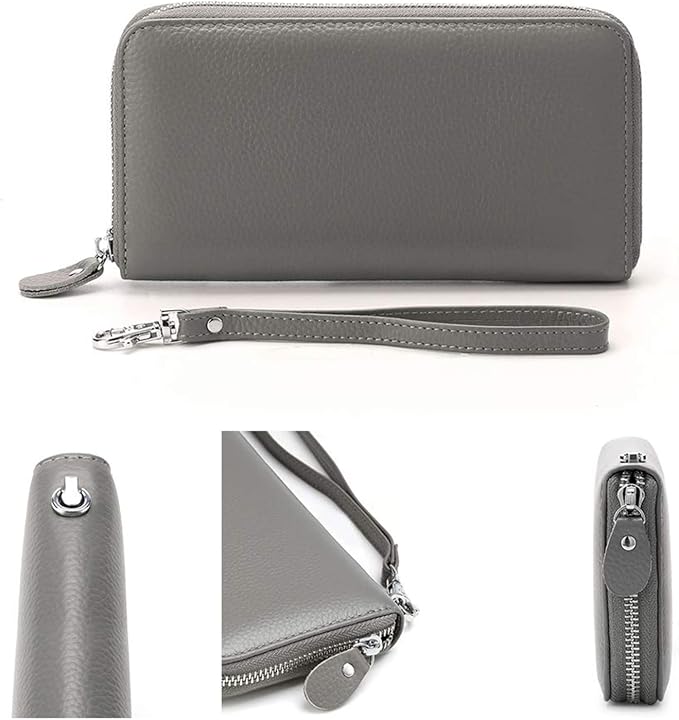 Moflycom Womens Wallet RFID Blocking Genuine Leather Zip Around Wallet Clutch Wristlet Travel Long Purse for Women - Image 3