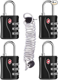 ZHEGE TSA Luggage Lock for Train 4 Pack, 1 Cable (30 Inch) (Black) | Travel Lock for Backpack, Suitcase, School Gym Locker by ZHEGE