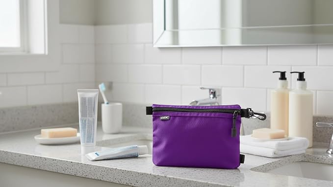GOX Small Toiletry Bag for Men Bulk Cosmetic Bag Dopp Kit Carry On Zipper Pouch Organization Nylon Small Packing Sack Waterproof (Purple) - Image 3