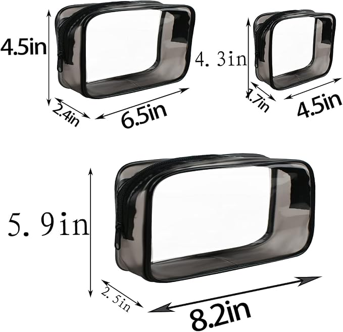 4 Pack Clear Cosmetic Bag for Travel - TSA Approved Toiletry Makeup Pouch - Carry-on Airport Airline Compliant - Portable PVC Waterproof With Zipper for Women - Quart Size Set - Image 2