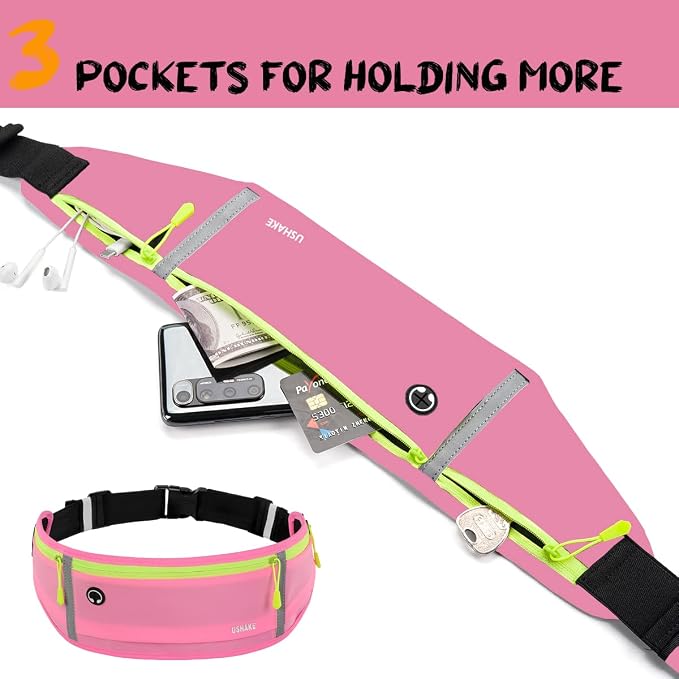 USHAKE Slim Running Belt, Workout Fanny Pack for Men Women,Exercise Waist Pack for Apple iPhone Holder, Runner Belt for Running Walking Cycling Camping Gym - Image 7