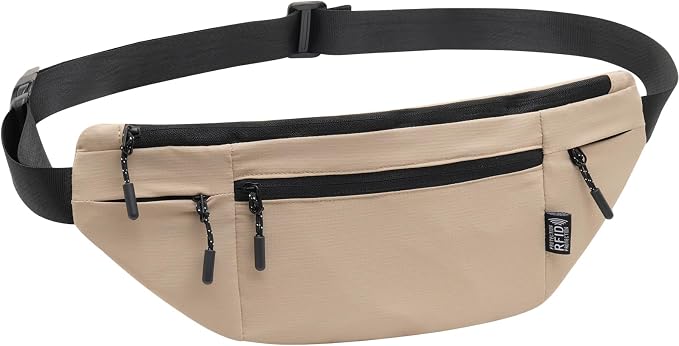 Money Belt for Travel RFID Blocking Passport Holder (khaki) | Hidden Under Clothes Travel Wallet for Men Women by Unknown