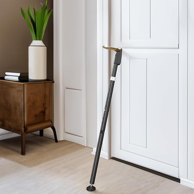 Sliding Door Security Bar and 2-in-1 Sliding Glass Door Stoppers Security for Patio, Home, Hotel Door Stick Security（2Pack Black） - Image 8