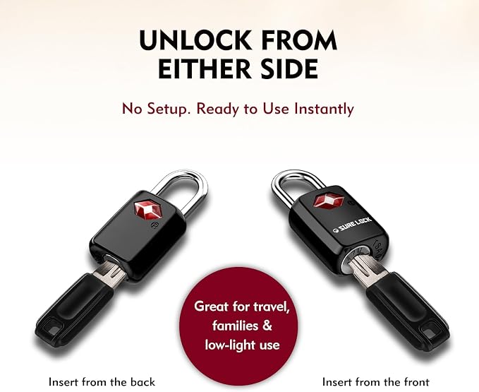 SURE LOCK Mini TSA Approved Keyed Luggage Lock – One Key Opens All, Fits Tight Zipper Gaps & Small Pull Holes, Compact Travel Lock for Suitcases, Backpacks & Handbags - Image 8